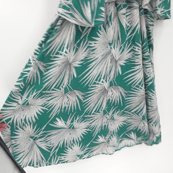 Anthro HD In Paris "Fanned Palm Dress" Palm Leaves Midi Tiered Rayon Linen NWT - Picture 6 of 12